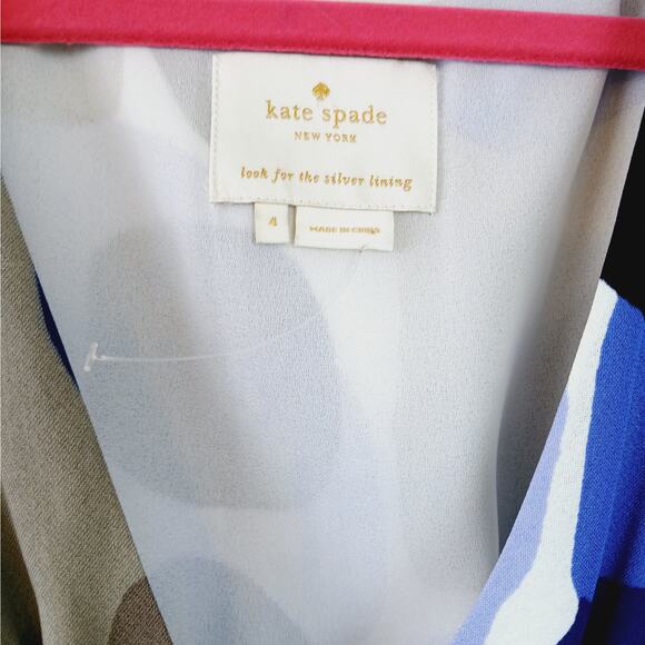 Kate Spade SZ 4 Purple Blue Black Large Print Mini Dress NWOT - Picture 4 of 6